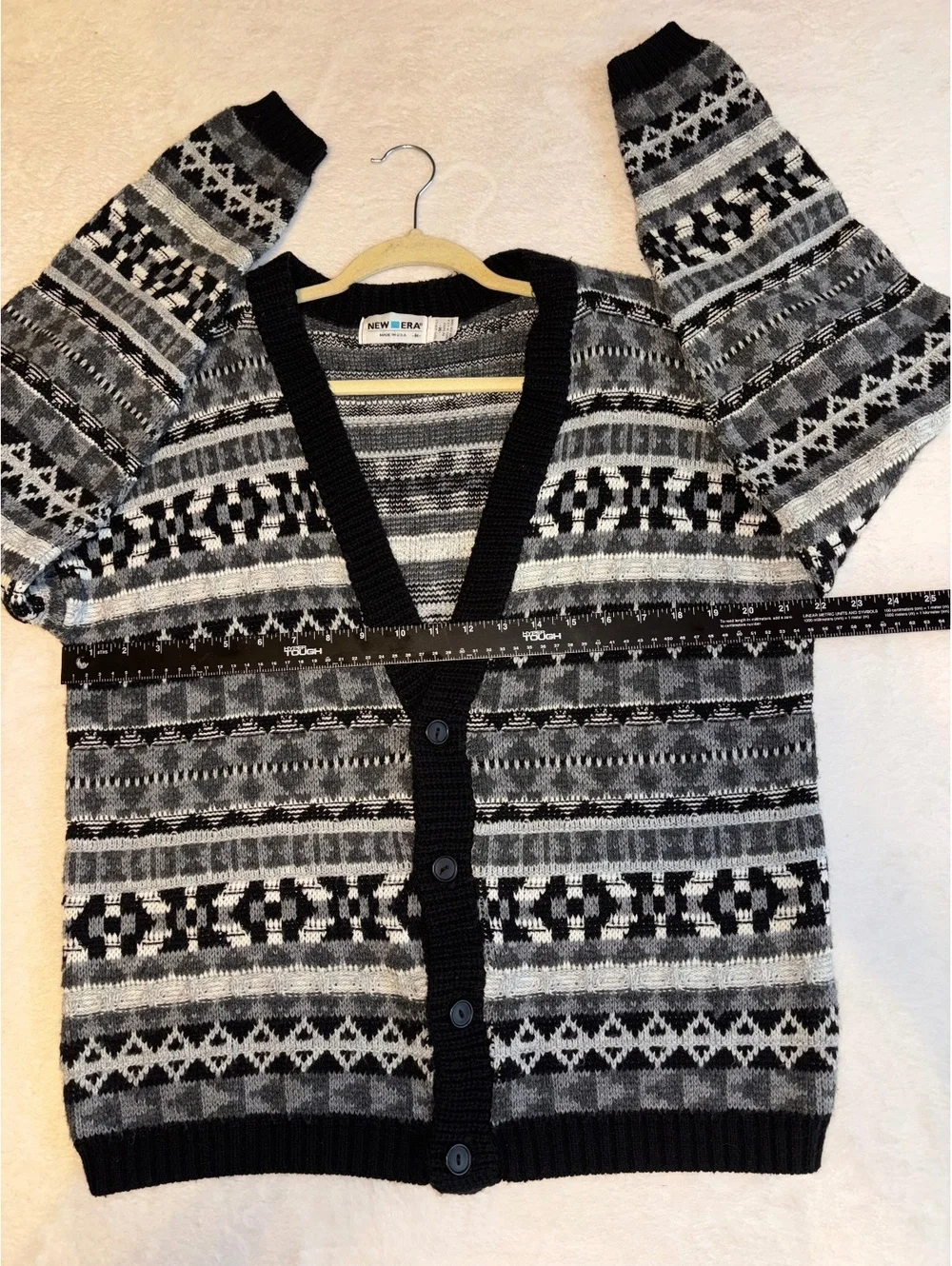 Vintage 90s New Era Aztec Geometric Knit Cardigan M